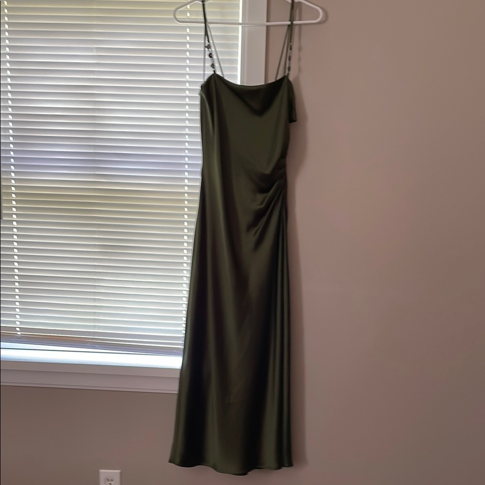 Zara Green Spaghetti Strap Slip Dress